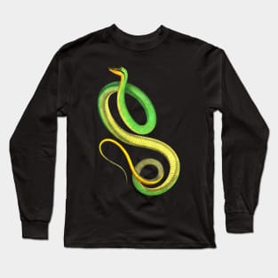 Dramabite Snake Green Yellow Realistic Cute Colorful Animal Ophiology Long Sleeve T-Shirt